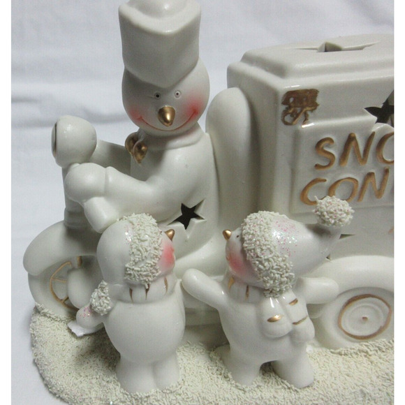 Porcelain Snowman w/ Snow Cone Cart Accent Light White By JCP Home 1996 Vintage - Picture 6 of 13